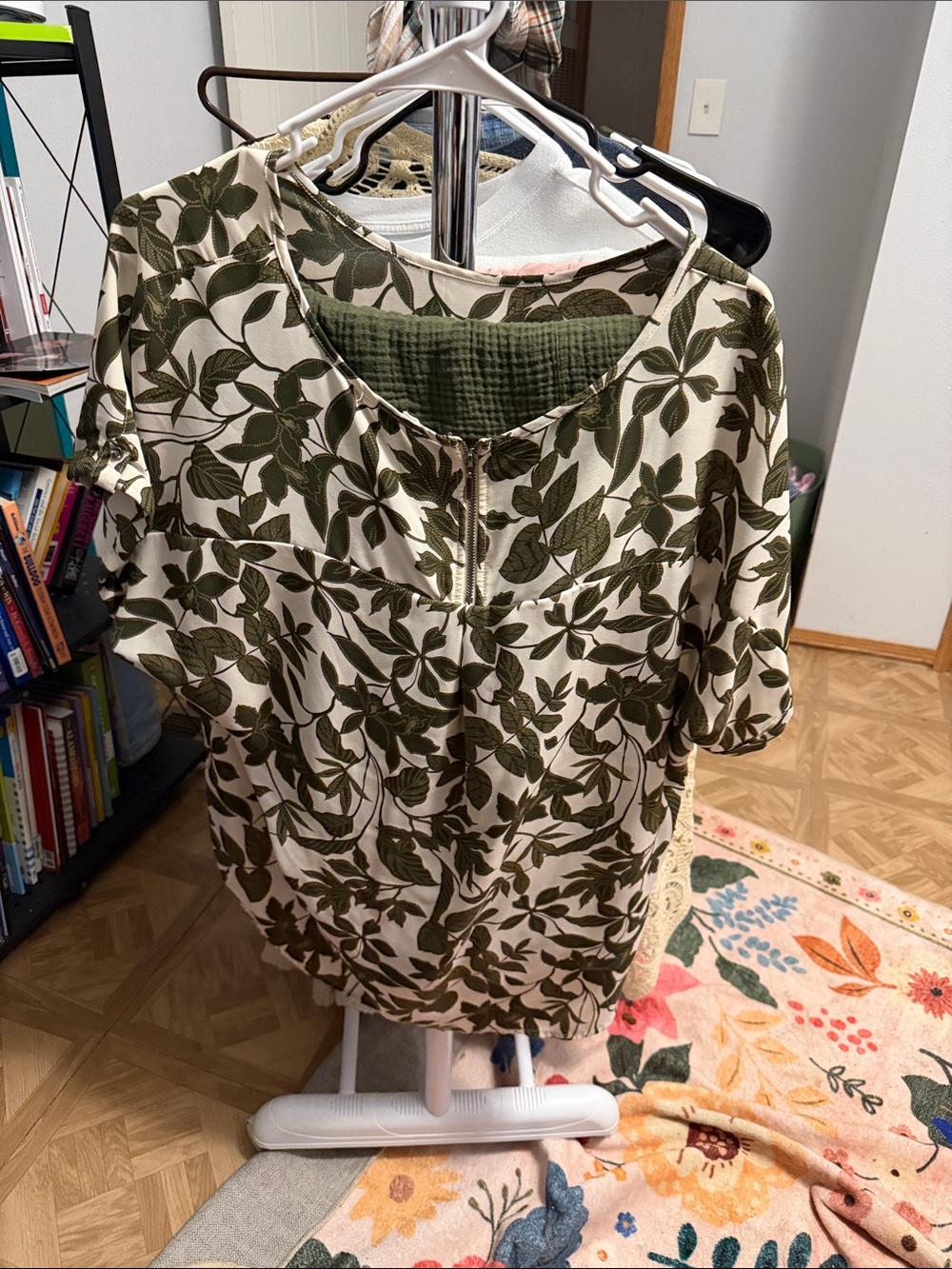 Maurices Olive Leaf-Print Zip-Front Tunic